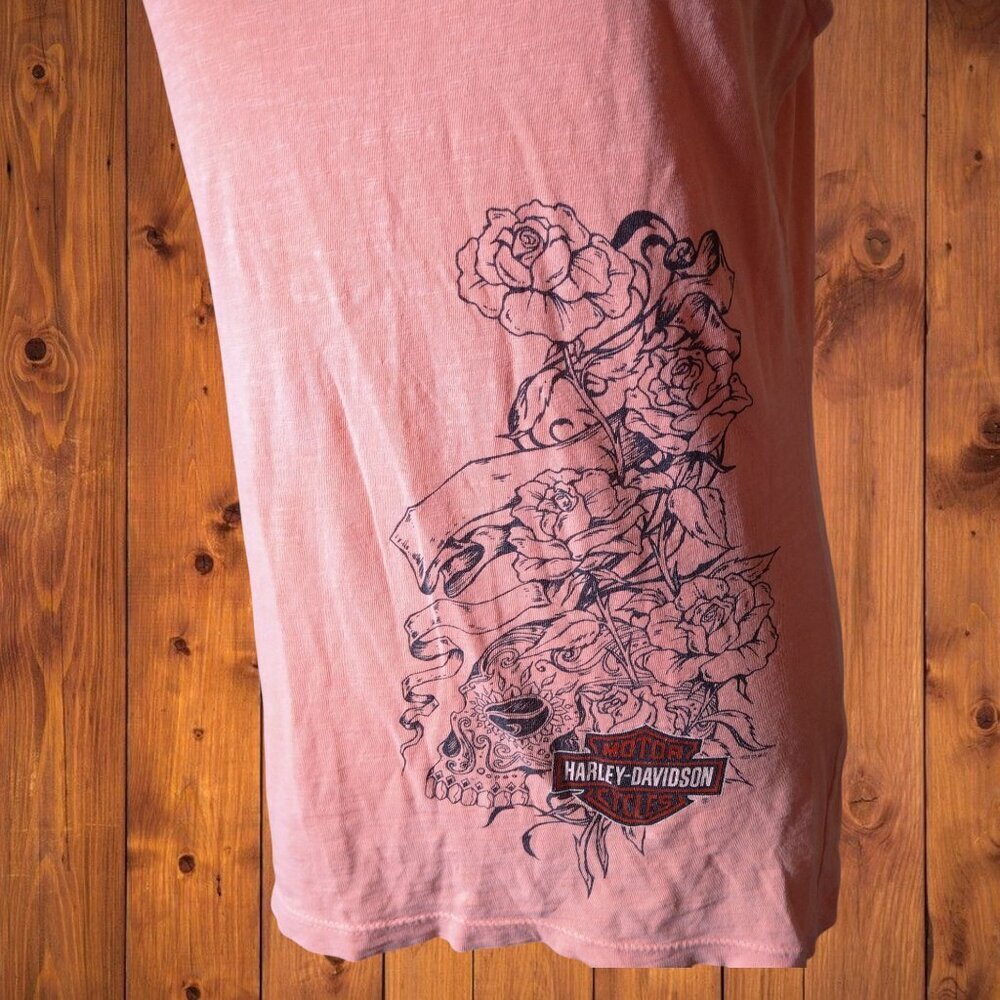 HARLEY DAVIDSON WOMEN'S MEDIUM ORANGE TANK TOP MYRTLE BEACH PULLOVER MOTORCYCLE - Picture 3 of 6